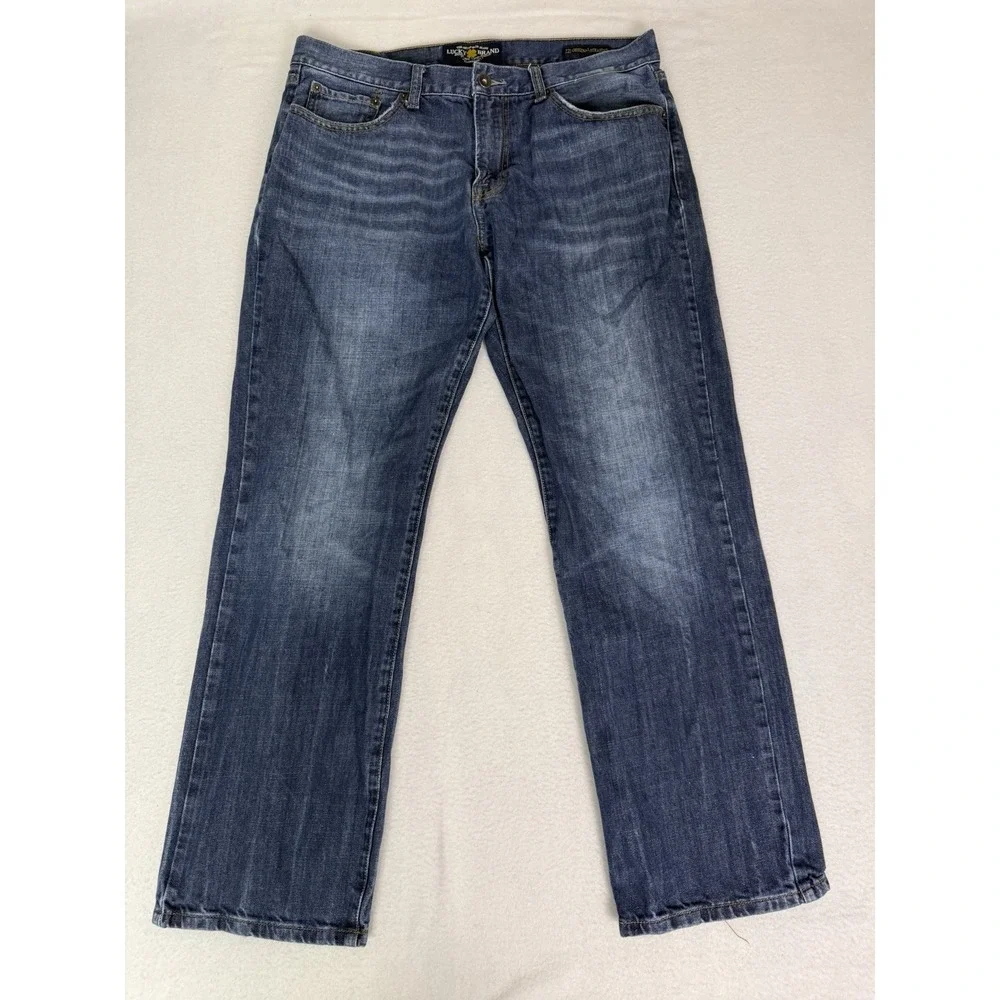 Lucky Brand 221 Original‎ Straight Jeans Men's 36x32 Dark Wash Stretch Denim